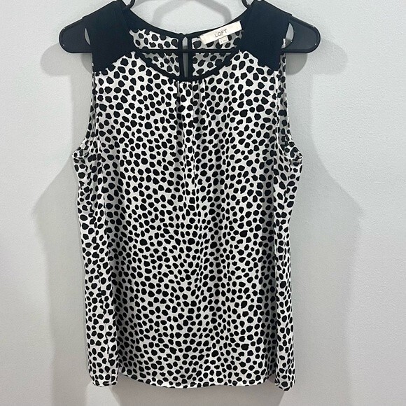 Ann Taylor Loft black and white Dalmatian print top size small - Picture 3 of 7